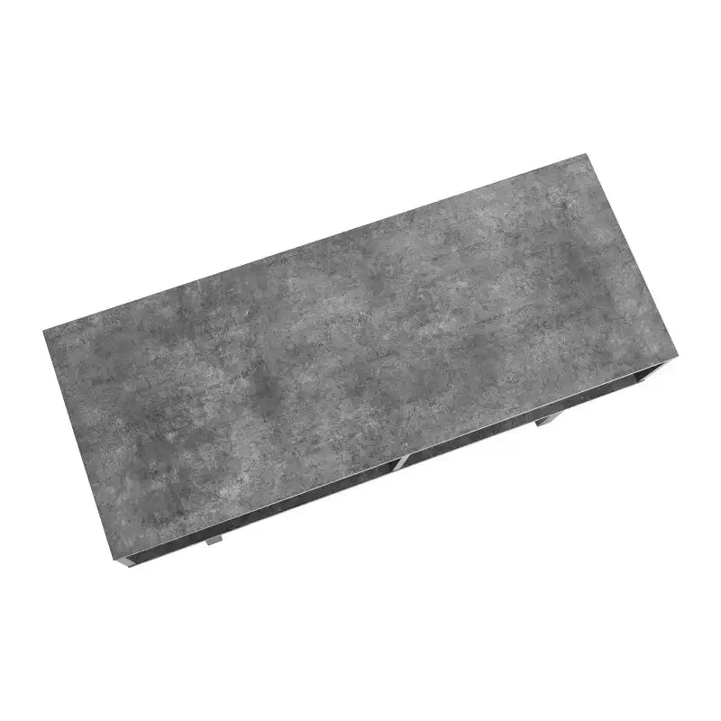 TV Stand Coffee Table with Rectangular Storage Compartments Rustic Slate Concrete and Black Metal