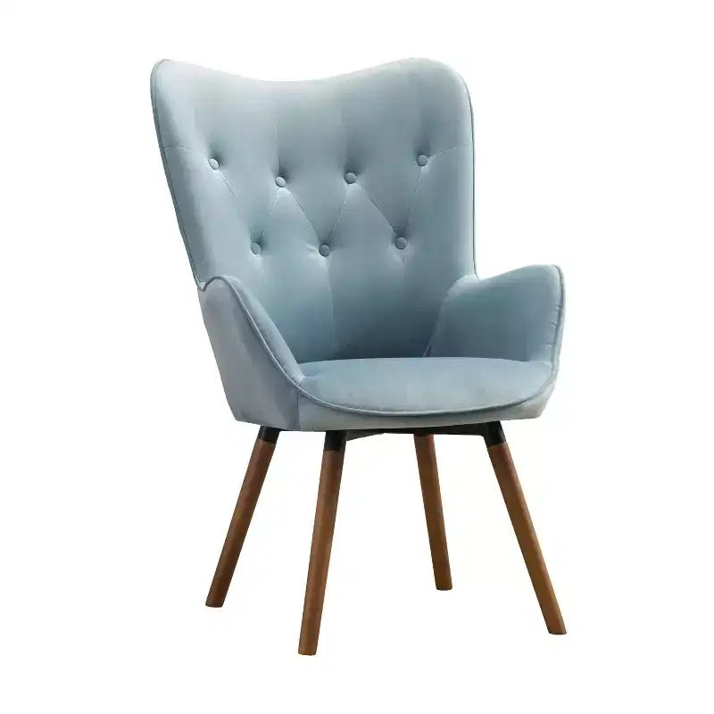 Contemporary Silky Velvet Tufted Button Back Accent Chair, Blue