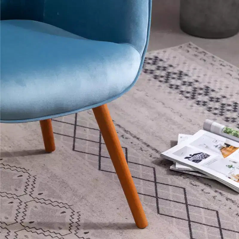 Contemporary Silky Velvet Tufted Button Back Accent Chair, Blue