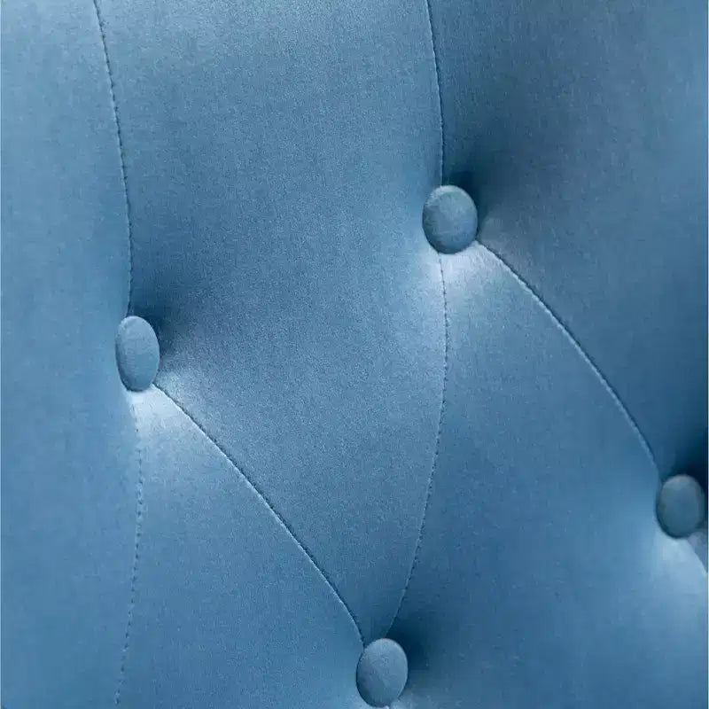 Contemporary Silky Velvet Tufted Button Back Accent Chair, Blue