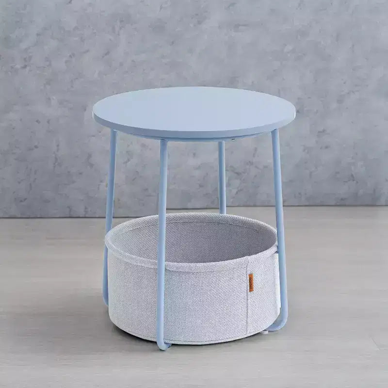 Small Side Table with Storage Round End Tables Living Room Side Tables for Small Spaces Bedroom Pale Blue and Ice Blue