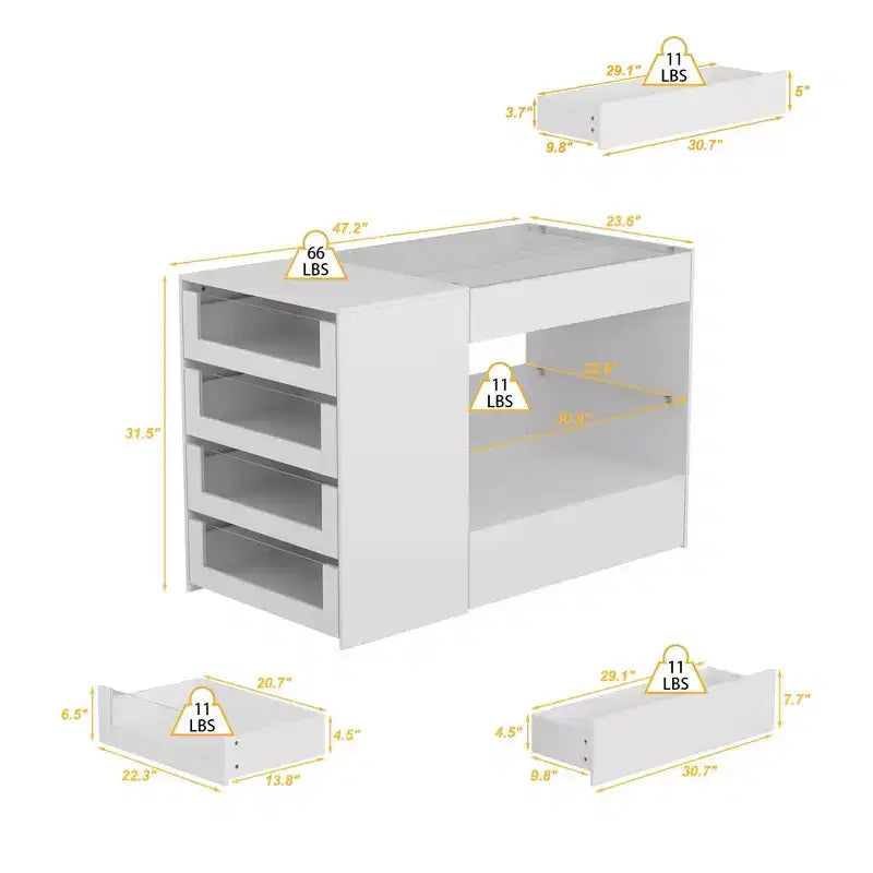 Glass-Top Dressing Island with Ample Storage — White Closet Organizer