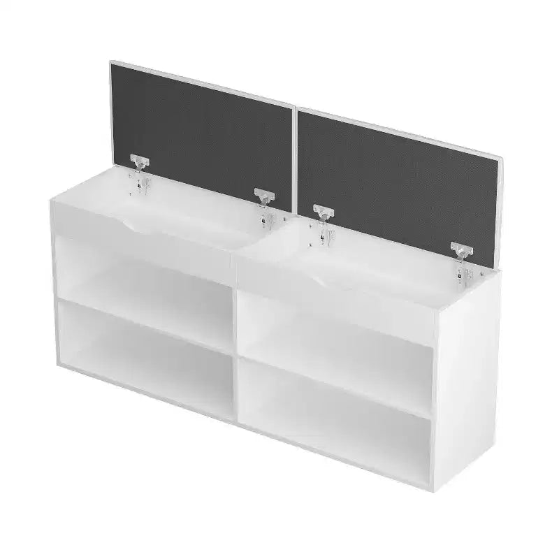 Wooden Shoe Cabinet with Cushions Open Shelves White