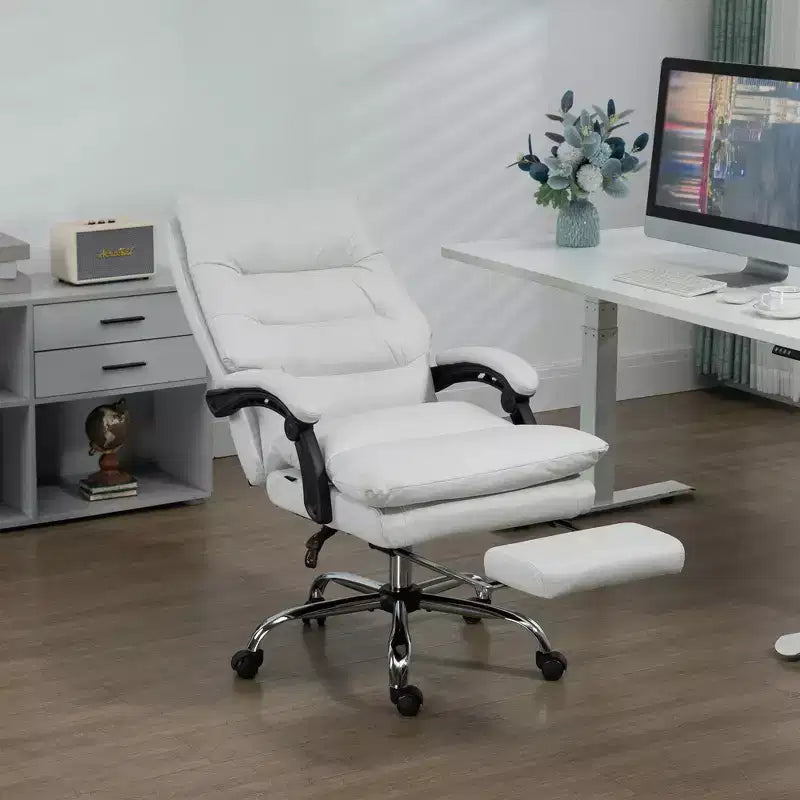 Vibration Massage Office Chair, Reclining Back, Footrest, Microfibre Comfy Computer Chair