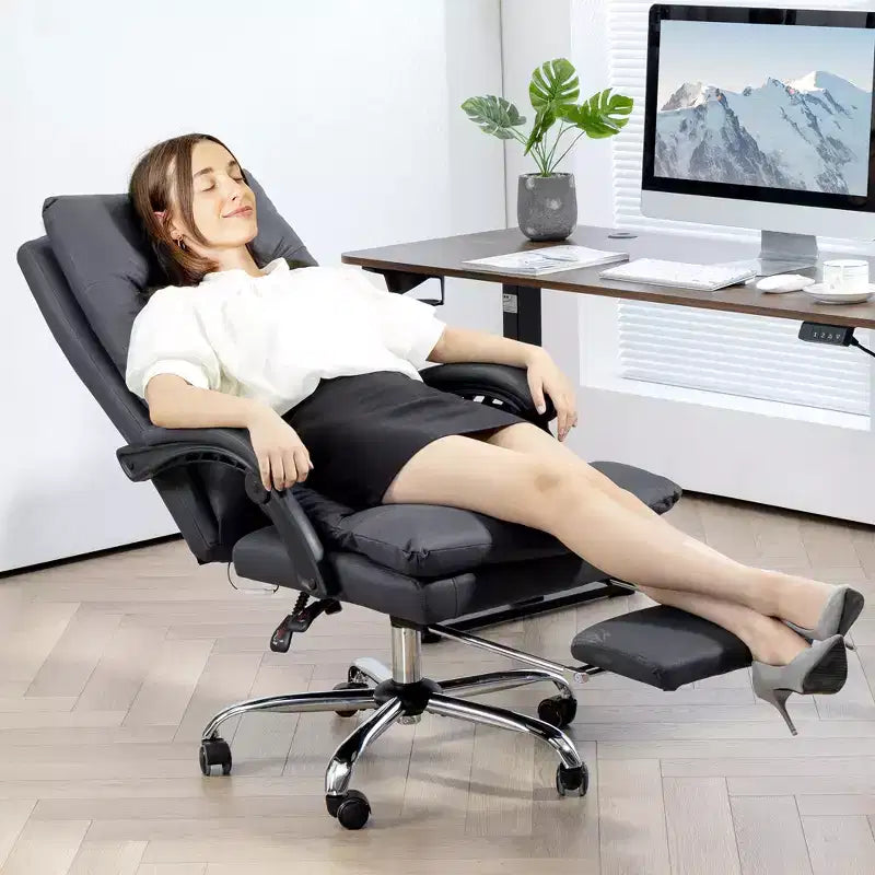 Vibration Massage Office Chair, Reclining Back, Footrest, Microfibre Comfy Computer Chair