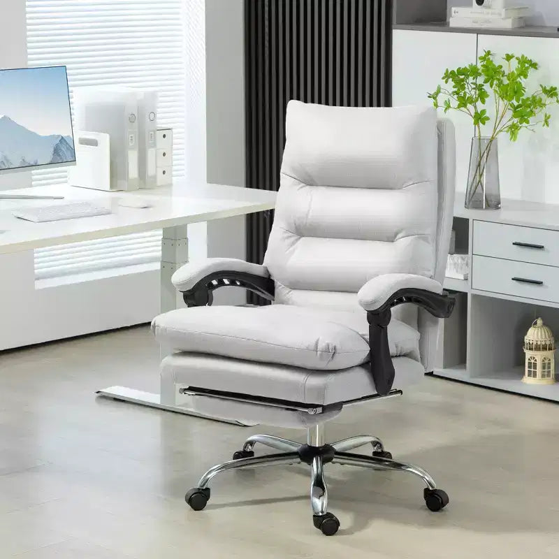 Vibration Massage Office Chair, Reclining Back, Footrest, Microfibre Comfy Computer Chair