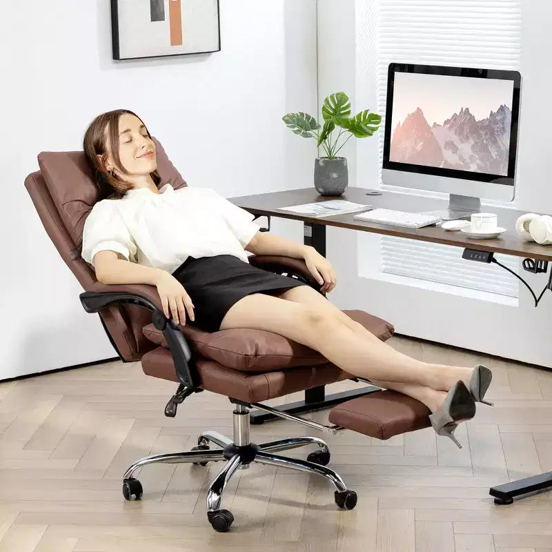 Vibration Massage Office Chair, Reclining Back, Footrest, Microfibre Comfy Computer Chair