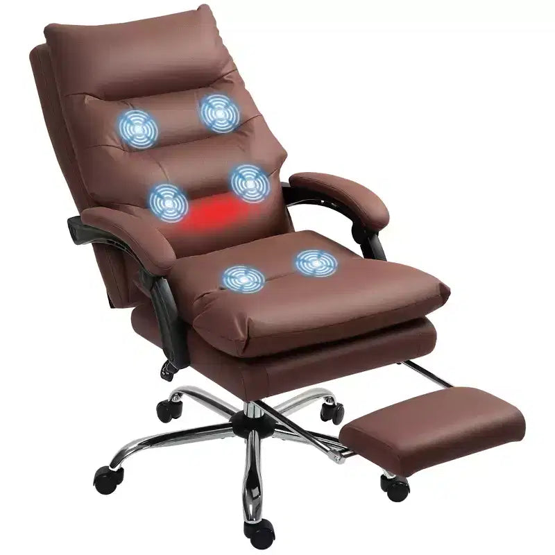 Vibration Massage Office Chair, Reclining Back, Footrest, Microfibre Comfy Computer Chair
