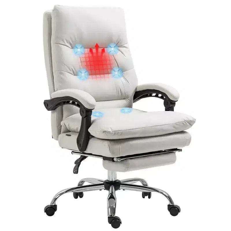 Vibration Massage Office Chair, Reclining Back, Footrest, Microfibre Comfy Computer Chair