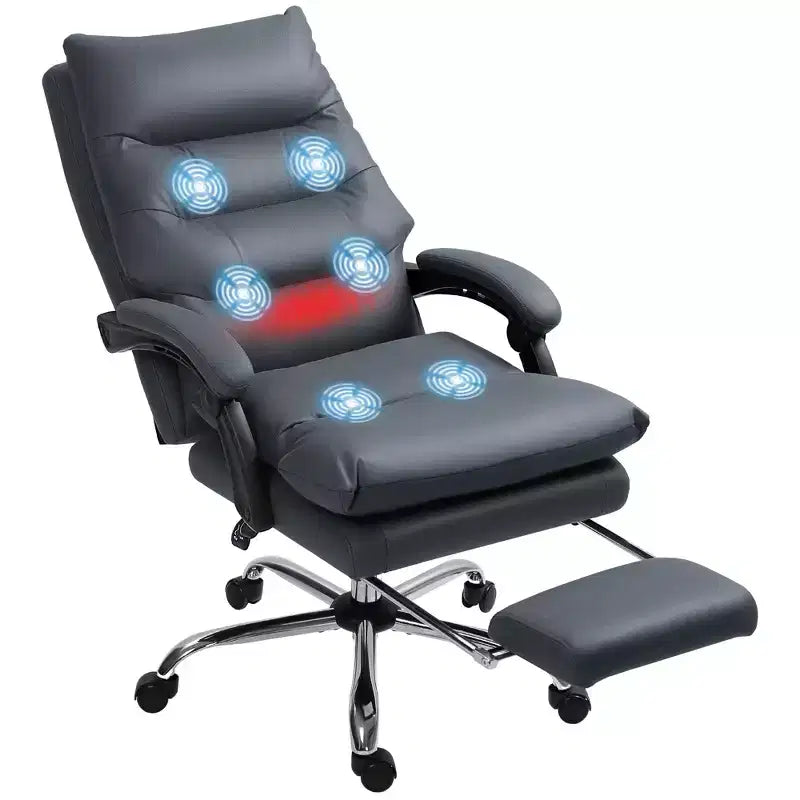 Vibration Massage Office Chair, Reclining Back, Footrest, Microfibre Comfy Computer Chair