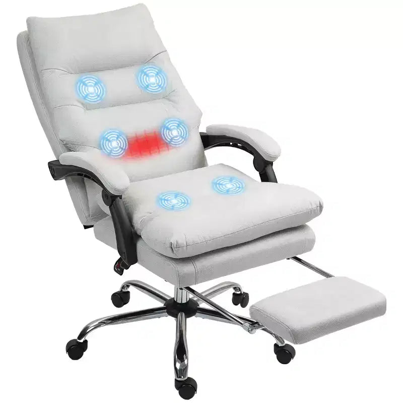 Vibration Massage Office Chair, Reclining Back, Footrest, Microfibre Comfy Computer Chair