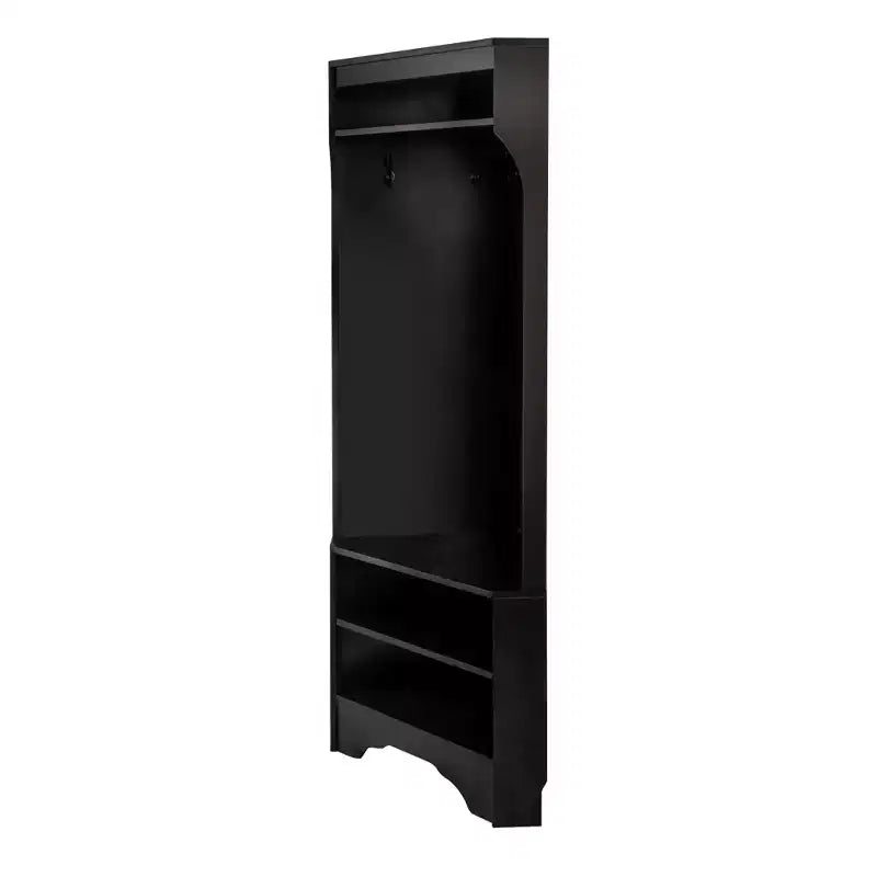 Minimalist Corner Hall Tree with 4 Hooks and Adjustable Shelf