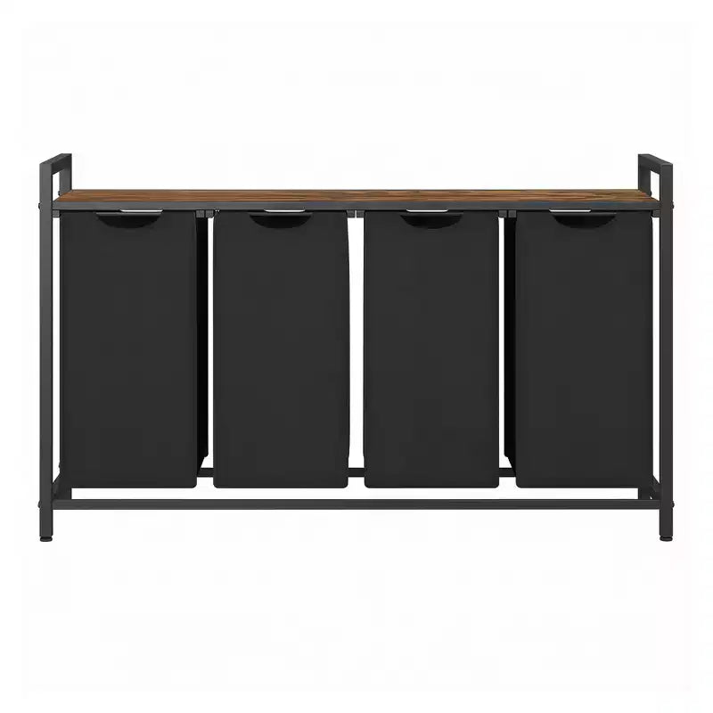 45.7 x 13 x 28.4 Inches Laundry Sorter Hamper, Laundry Basket Storage, Laundry Sorter with 4 Pull-Out and Removable Bags, Shelf, Metal Frame, (40L)