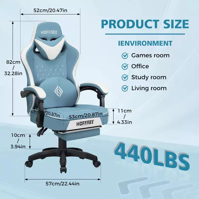 Leather Massage Gaming Chair Ergonomic Office PC Chair with Footrest & Adjustable