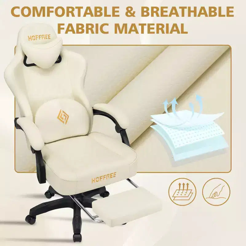 Leather Massage Gaming Chair Ergonomic Office PC Chair with Footrest & Adjustable