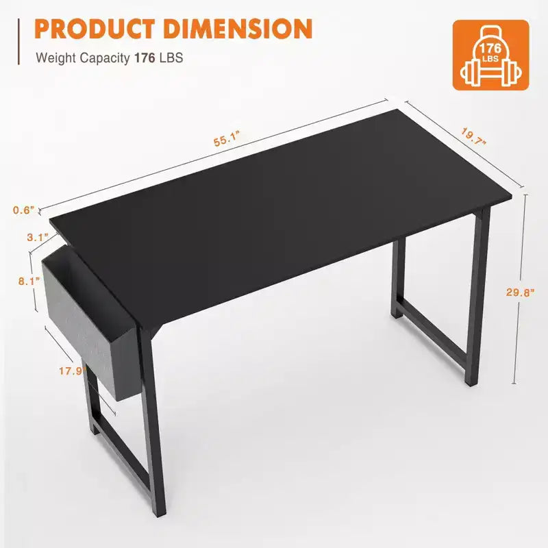 55 Inch Game Computer Desk with Storage, Home Office Modern Simple Style PC Table for Youth Student Adult