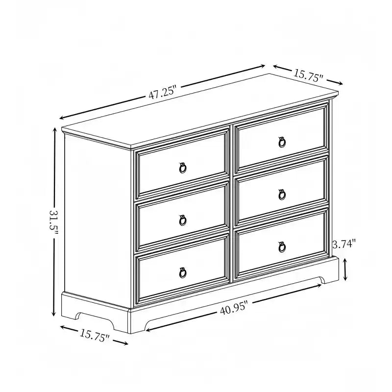 31.5 in. H Accent Cabinet with 6 Drawers