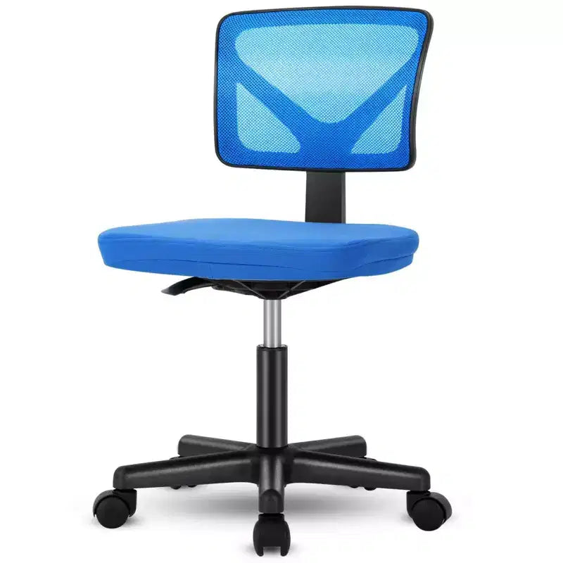Office Chair Home Office Desk Armless Mesh Computer Chair Small Space Swivel Adjustable Low Back Task Chair for Teens Adults Blue