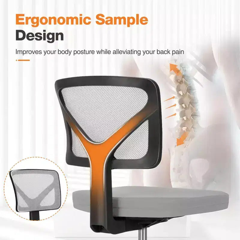 Office Chair Home Office Desk Armless Mesh Computer Chair Small Space Swivel Adjustable Low Back Task Chair for Teens Adults Blue