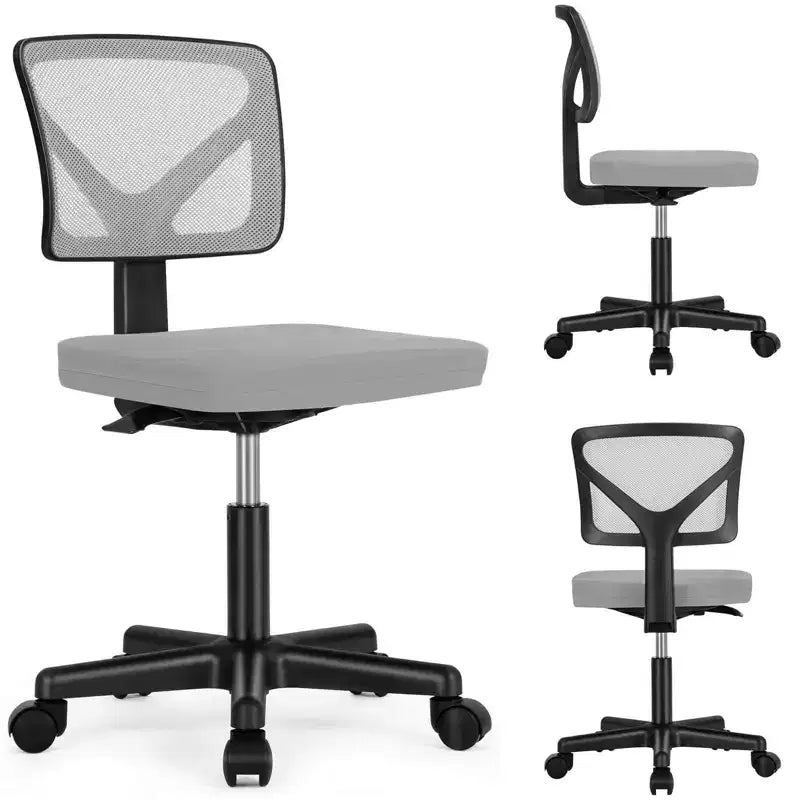 Office Chair Home Office Desk Armless Mesh Computer Chair Small Space Swivel Adjustable Low Back Task Chair for Teens Adults Blue