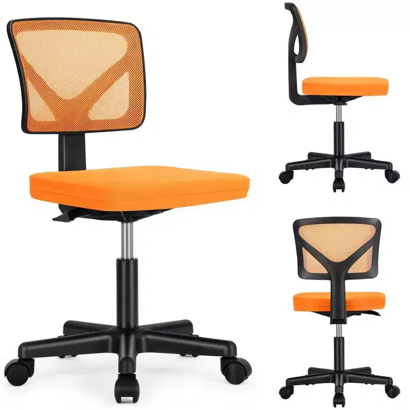 Office Chair Home Office Desk Armless Mesh Computer Chair Small Space Swivel Adjustable Low Back Task Chair for Teens Adults Blue
