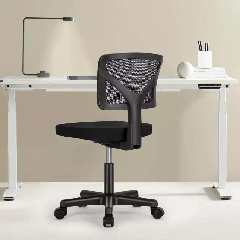 Office Chair Home Office Desk Armless Mesh Computer Chair Small Space Swivel Adjustable Low Back Task Chair for Teens Adults Blue