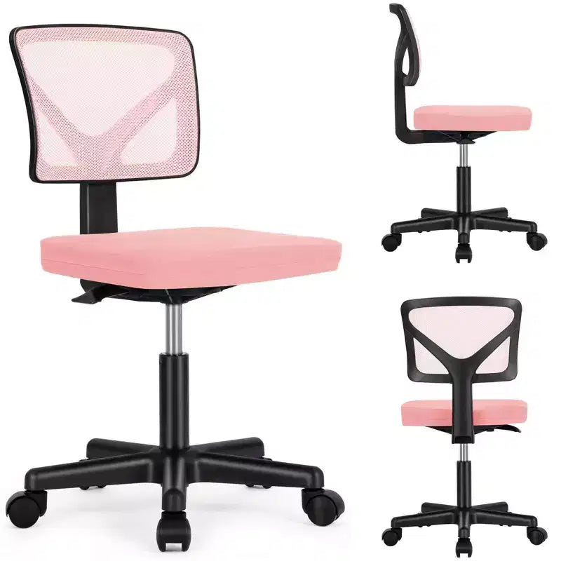 Office Chair Home Office Desk Armless Mesh Computer Chair Small Space Swivel Adjustable Low Back Task Chair for Teens Adults Blue