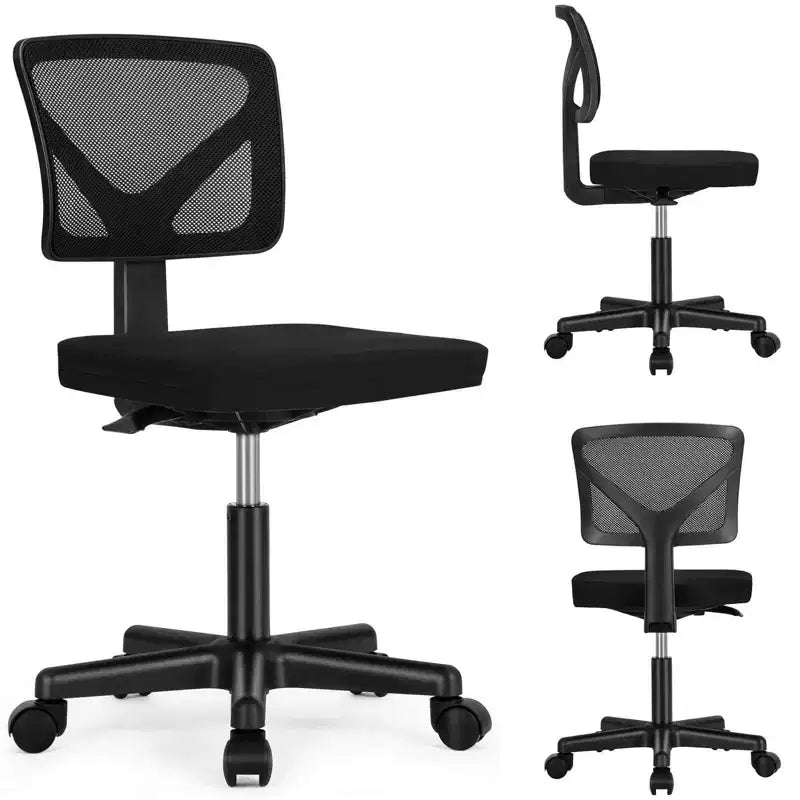 Office Chair Home Office Desk Armless Mesh Computer Chair Small Space Swivel Adjustable Low Back Task Chair for Teens Adults Blue