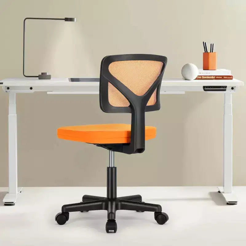 Office Chair Home Office Desk Armless Mesh Computer Chair Small Space Swivel Adjustable Low Back Task Chair for Teens Adults Blue