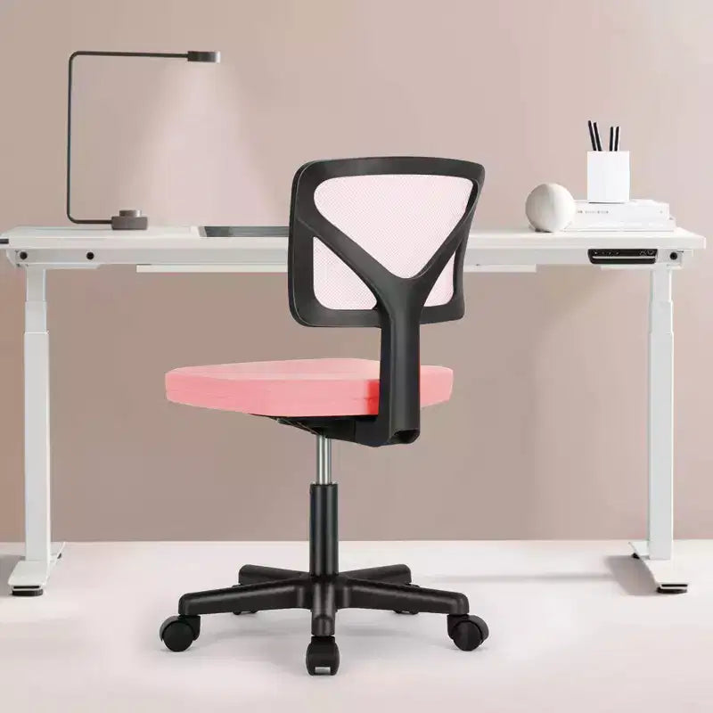 Office Chair Home Office Desk Armless Mesh Computer Chair Small Space Swivel Adjustable Low Back Task Chair for Teens Adults Blue
