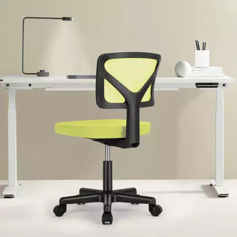 Office Chair Home Office Desk Armless Mesh Computer Chair Small Space Swivel Adjustable Low Back Task Chair for Teens Adults Blue