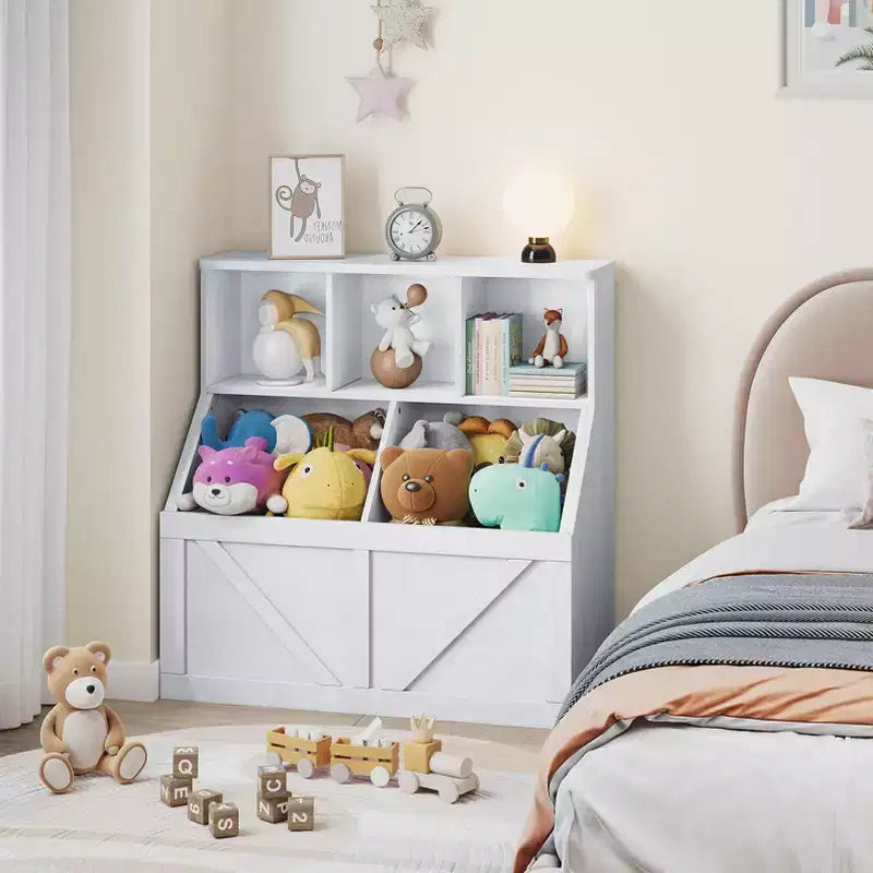 Kids Toy Storage Organizer, Kids Bookshelf and Toy Storage, Toddlers Bookshelf Toy Organizer for Kids Rooms Playroom Bedroom Nursery Daycare