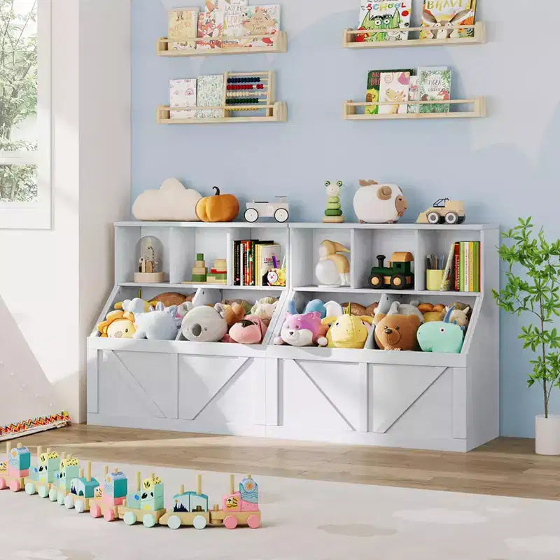 Kids Toy Storage Organizer, Kids Bookshelf and Toy Storage, Toddlers Bookshelf Toy Organizer for Kids Rooms Playroom Bedroom Nursery Daycare