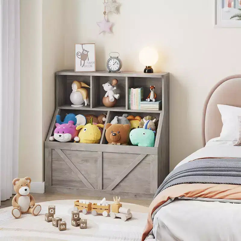 Kids Toy Storage Organizer, Kids Bookshelf and Toy Storage, Toddlers Bookshelf Toy Organizer for Kids Rooms Playroom Bedroom Nursery Daycare