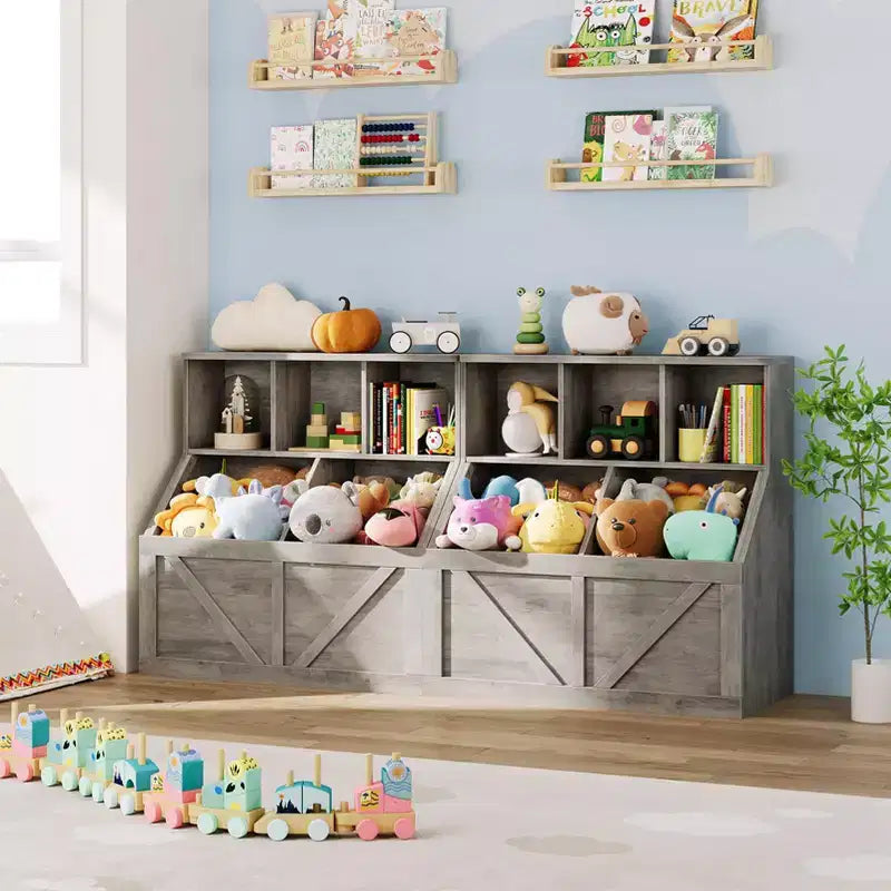 Kids Toy Storage Organizer, Kids Bookshelf and Toy Storage, Toddlers Bookshelf Toy Organizer for Kids Rooms Playroom Bedroom Nursery Daycare
