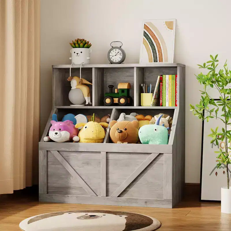 Kids Toy Storage Organizer, Kids Bookshelf and Toy Storage, Toddlers Bookshelf Toy Organizer for Kids Rooms Playroom Bedroom Nursery Daycare