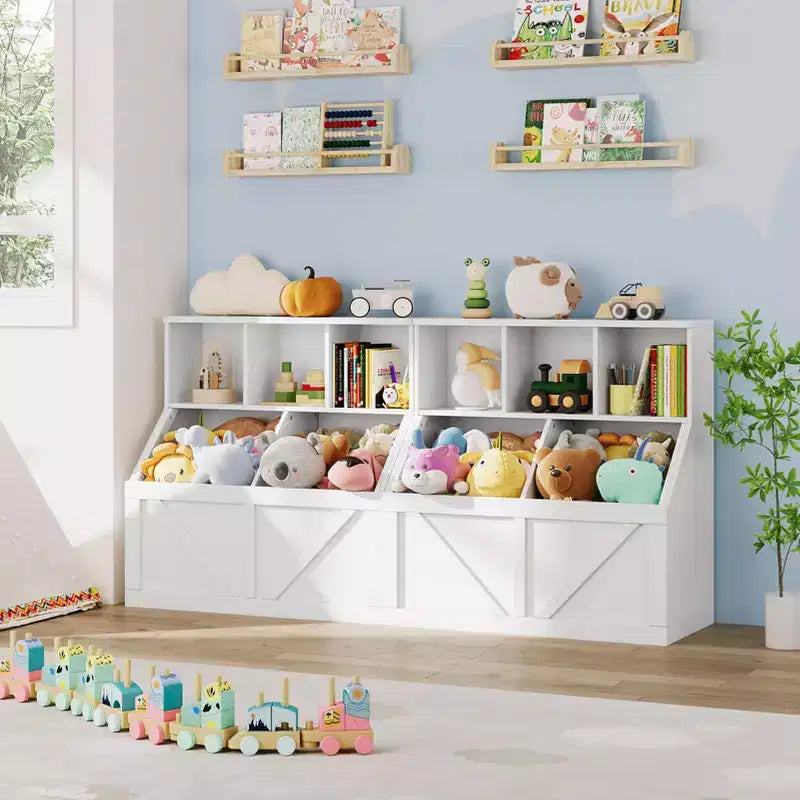 Kids Toy Storage Organizer, Kids Bookshelf and Toy Storage, Toddlers Bookshelf Toy Organizer for Kids Rooms Playroom Bedroom Nursery Daycare