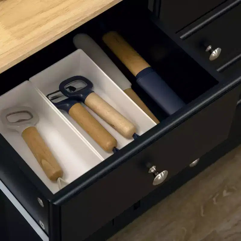 Sideboard Buffet Cabinet with Storage Drawers, Rubber Wood Top and Adjustable Shelves