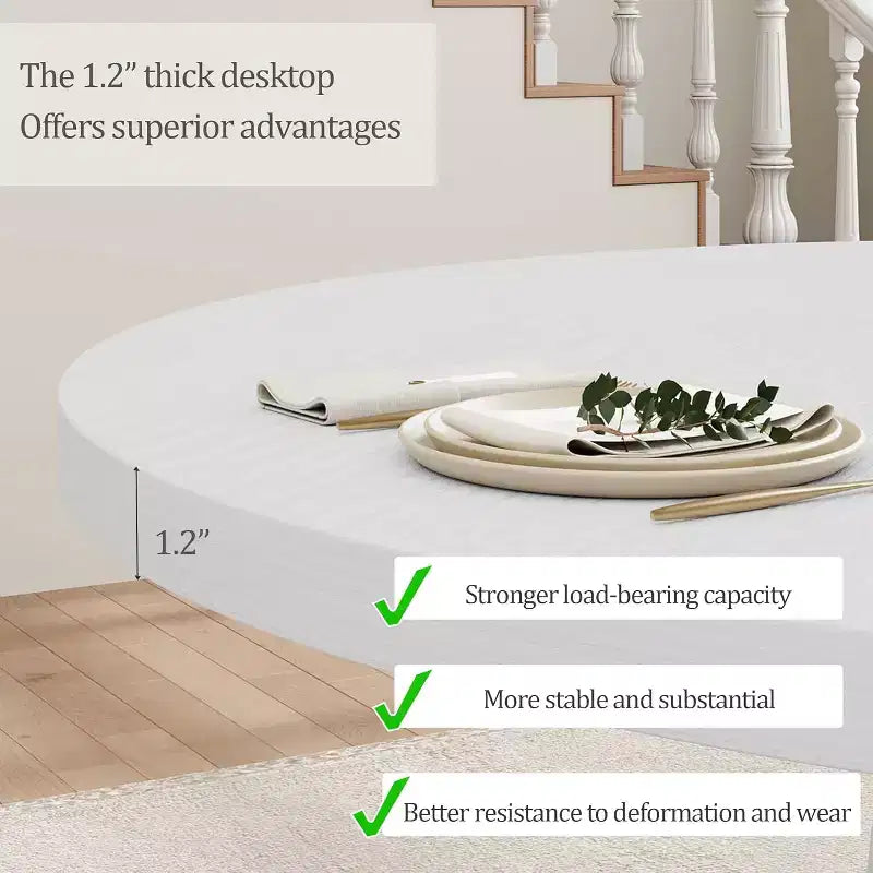 47" Round Dining Table for 4, Wood Pedestal Kitchen Table with Sturdy Base, Farmhouse Dinner Table for Dining Room