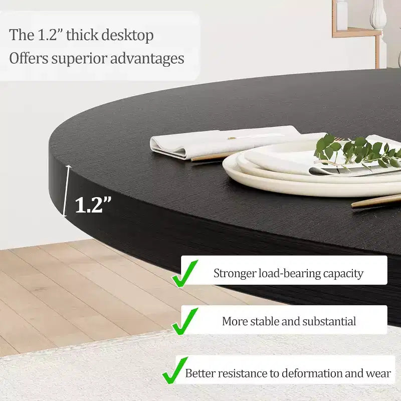 47" Round Dining Table for 4, Wood Pedestal Kitchen Table with Sturdy Base, Farmhouse Dinner Table for Dining Room