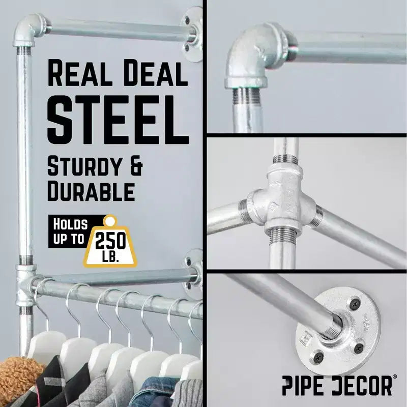 41 in. Galvanized Wall Mounted Clothing Rack