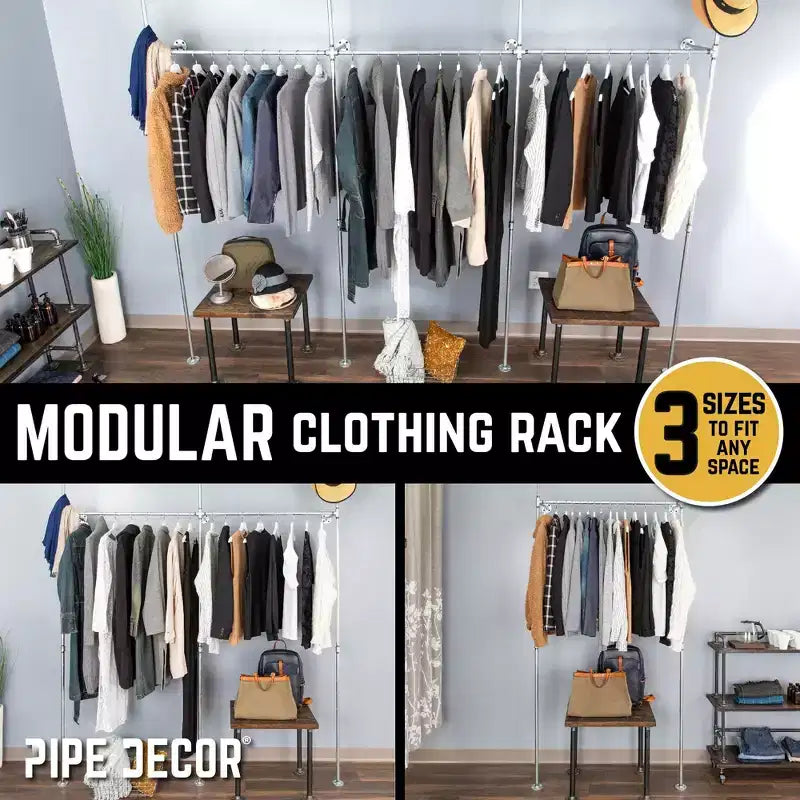 41 in. Galvanized Wall Mounted Clothing Rack
