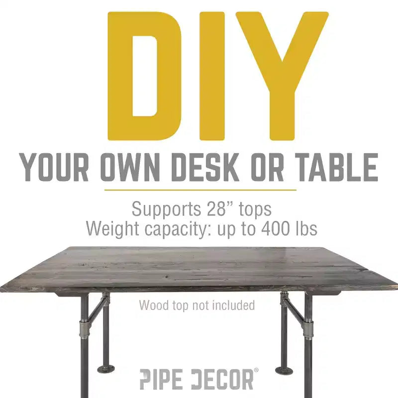 1 in. Heavy Duty H Round Flange Pipe Legs for Wood Dining Tabletops