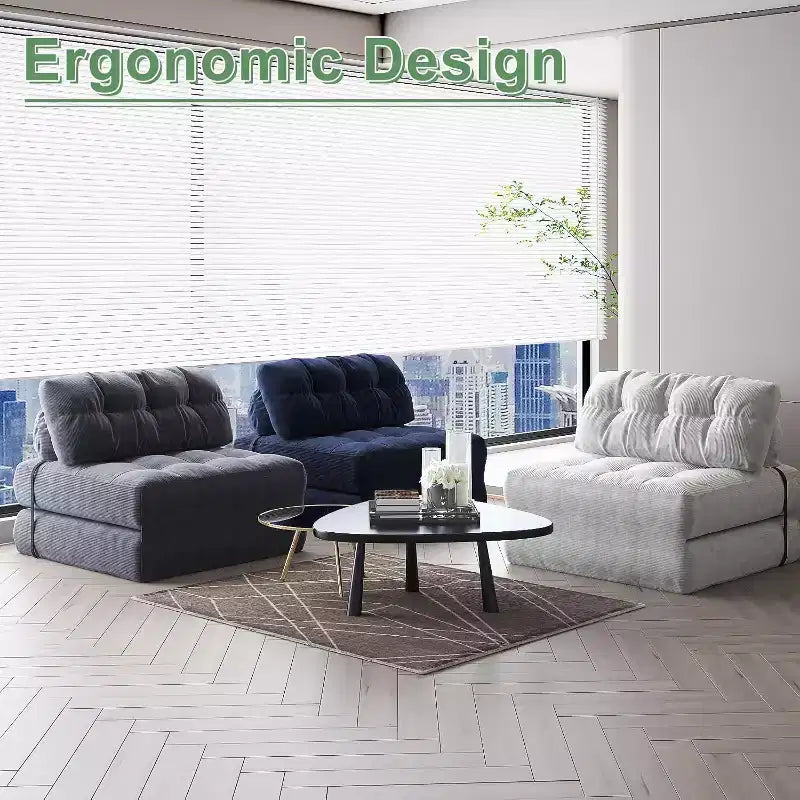 Folding Sofa Bed, Futon Sofa Bed, Futon Sofa Bed Convertible Sleeper Chair, Pillow Foldable Mattress Back Support, Portable Fold Out Couch, Single