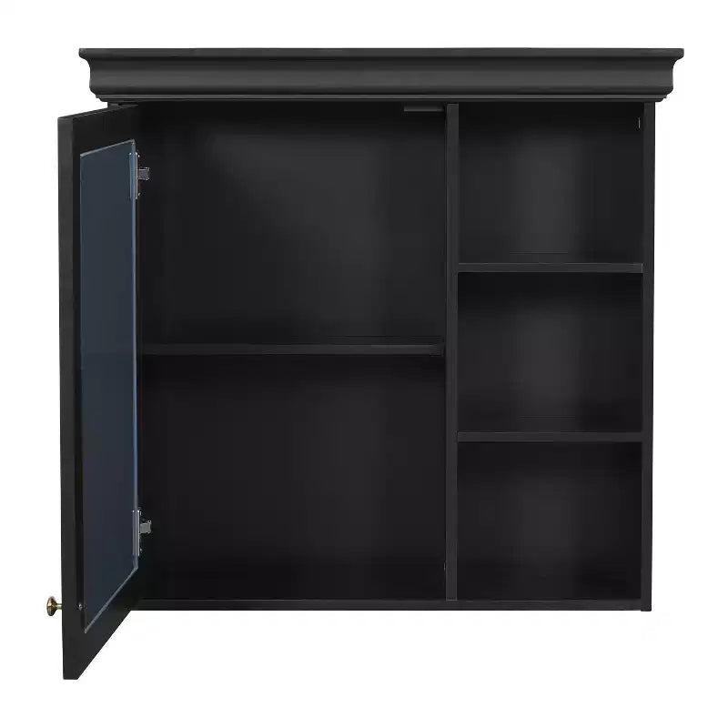 30 in. W x 28 in. H Rectangular MDF Medicine Cabinet with Mirror, Adjustable Shelf, Soft-closing Hinges, Open Shelves