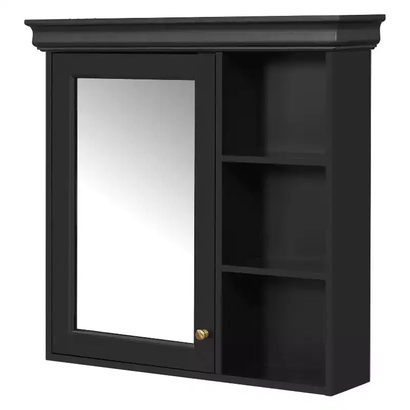 30 in. W x 28 in. H Rectangular MDF Medicine Cabinet with Mirror, Adjustable Shelf, Soft-closing Hinges, Open Shelves