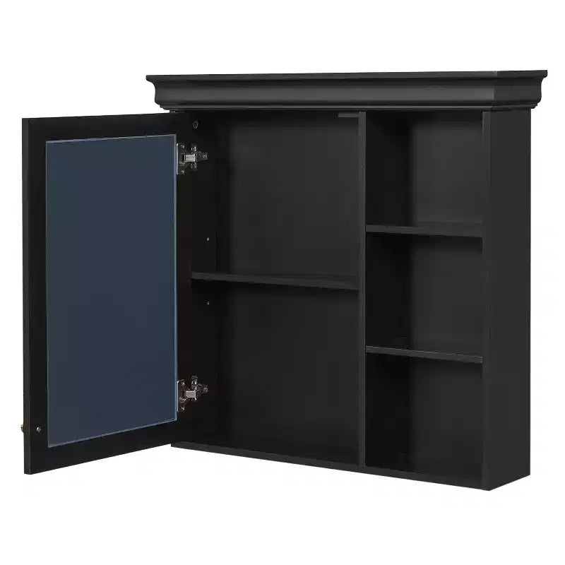 30 in. W x 28 in. H Rectangular MDF Medicine Cabinet with Mirror, Adjustable Shelf, Soft-closing Hinges, Open Shelves