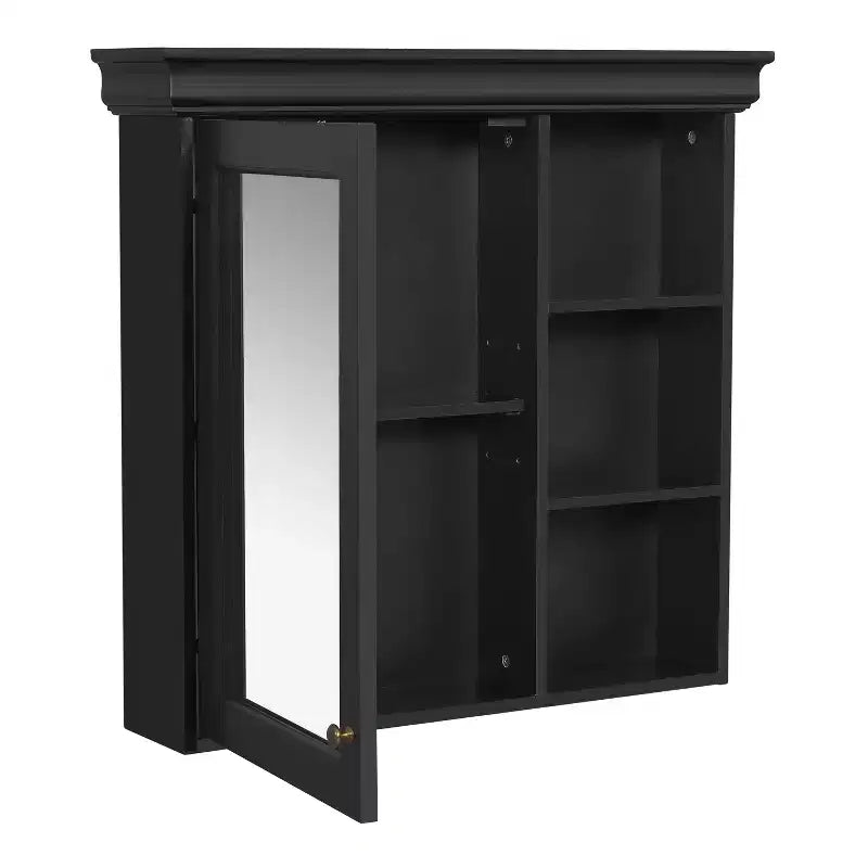 30 in. W x 28 in. H Rectangular MDF Medicine Cabinet with Mirror, Adjustable Shelf, Soft-closing Hinges, Open Shelves