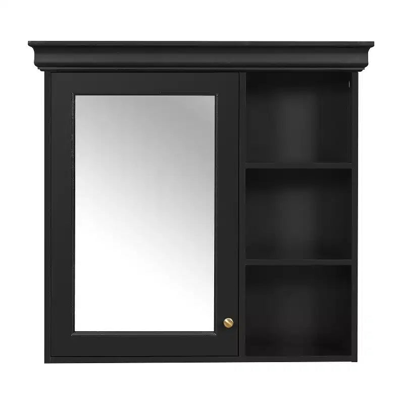 30 in. W x 28 in. H Rectangular MDF Medicine Cabinet with Mirror, Adjustable Shelf, Soft-closing Hinges, Open Shelves