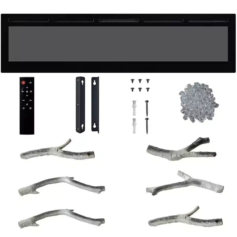 72in Electric Fireplace Wall Insert, 12 Flame Color Recessed Wall Mount Fireplace with Dual Heat 750w/1500w, Voice Control